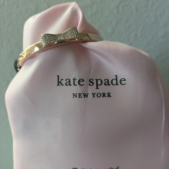 Kate Spade Rose Gold-tone Bow Crystal Bangle with Pink Pouch - Limited Edition - Picture 11 of 16